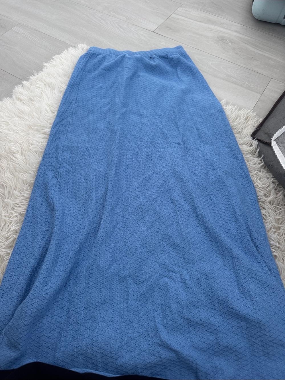 Light Blue Maxi Knit Skirt with Elastic Waist